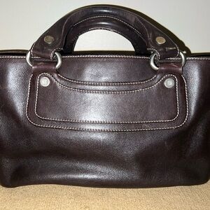 Celine Brown Leather Boogie Bag with Structured Shape and Rolled Handles